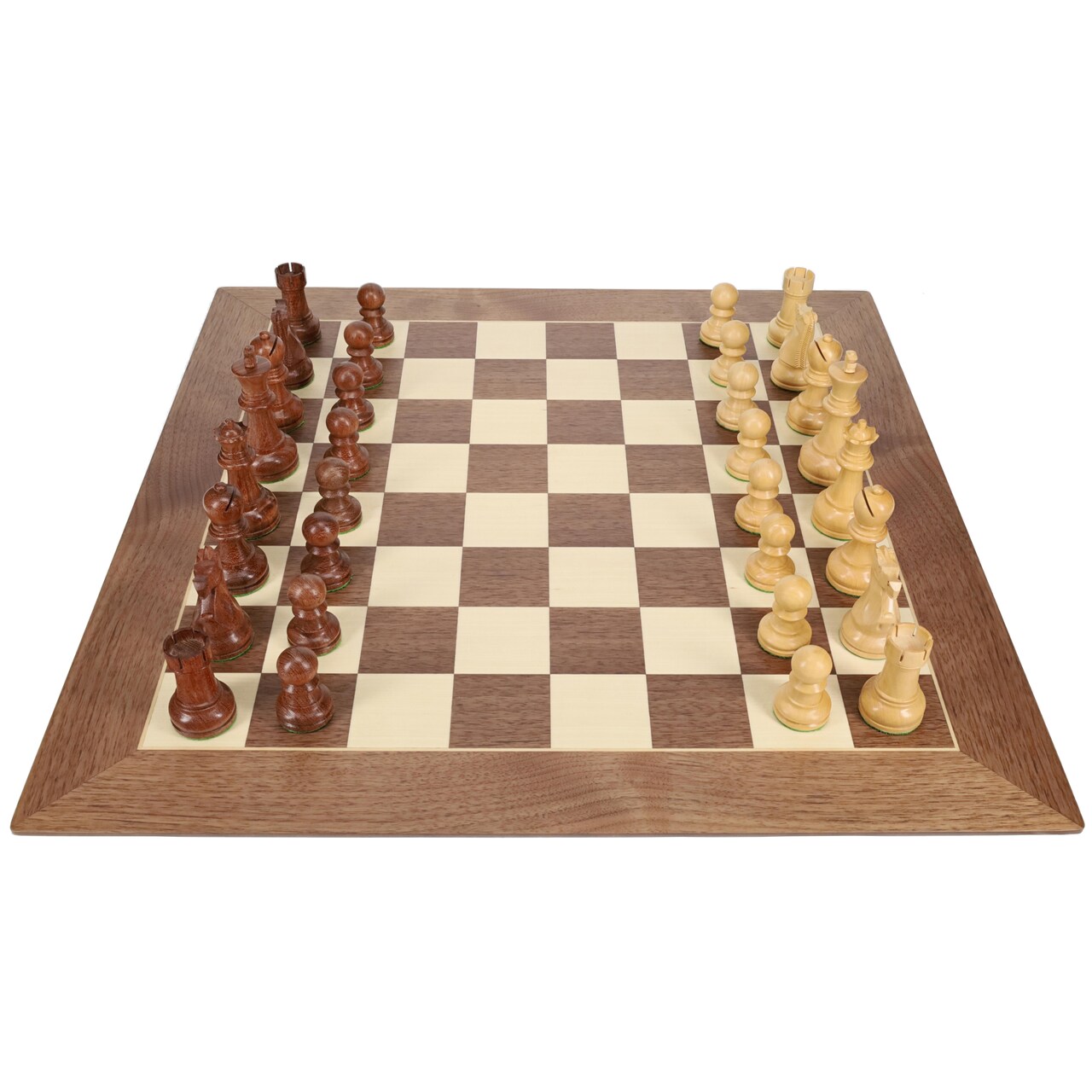 WE Games Luxury Wooden Chess Set - 21.75 inch Walnut and Sycamore Chess Board with Weighted Sheesham & Boxwood Staunton Chess Pieces